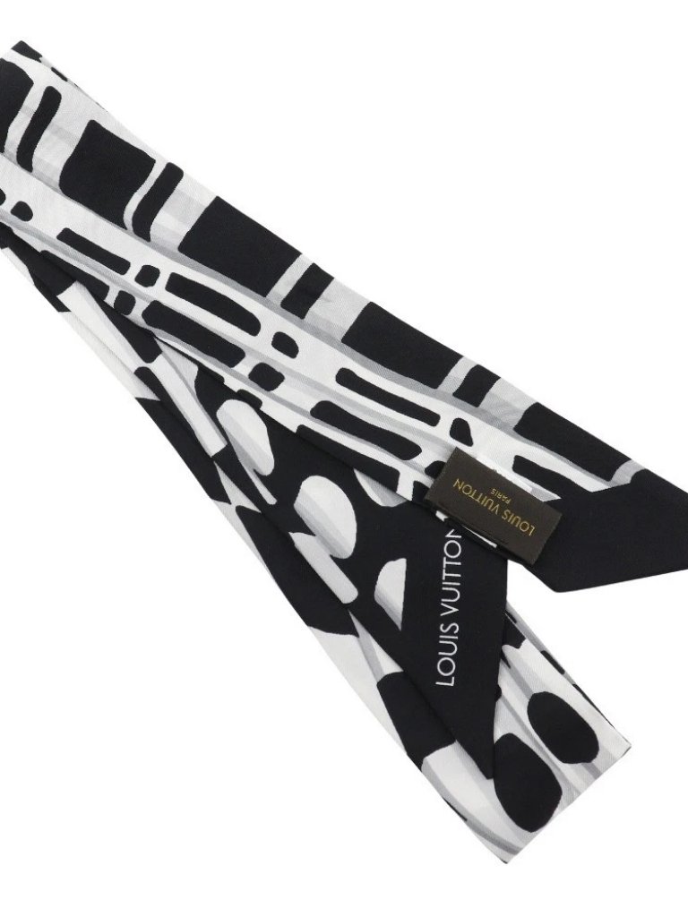 Louis Vuitton Bando Scarf Mp1834 Black / White Silk Women